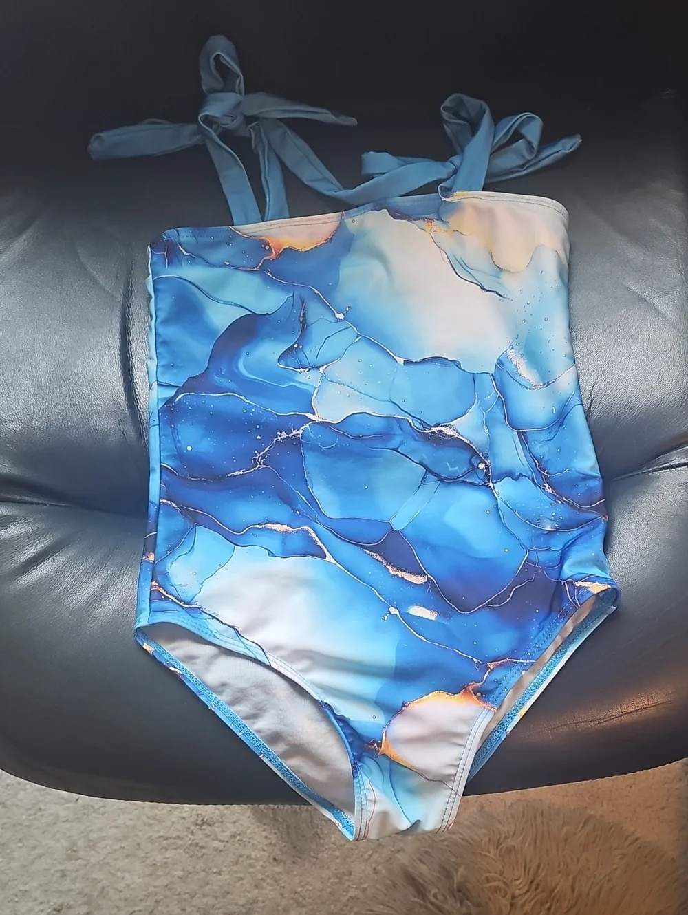 Kids Blue Marble One-Piece Swimsuit - Brand: